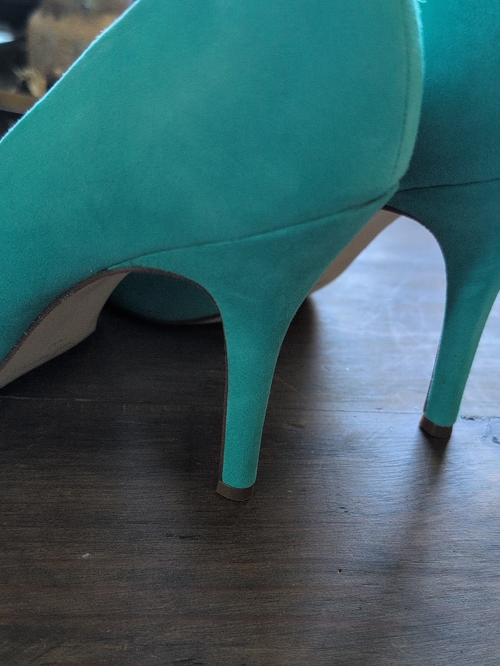 Nine West Aqua Teal Suede Pumps, Size 11 - Picture 7 of 8